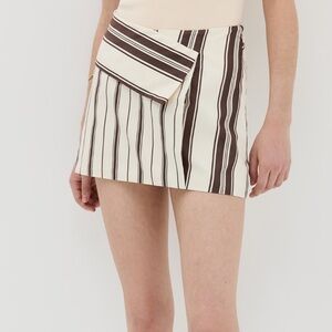 SIR. Cannoli Folded Mini Skirt in Chocolate Stripe size 2 medium